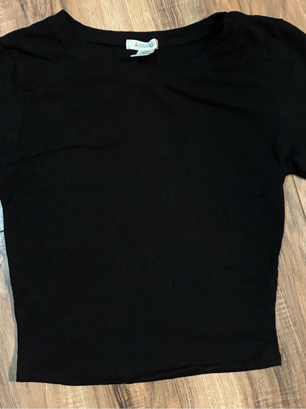 Bozzolo Black Short Sleeve Crewneck Top